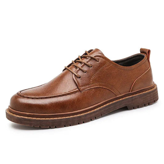 Men's British Leather Casual Shoes - All-Match Low-Top Loafers