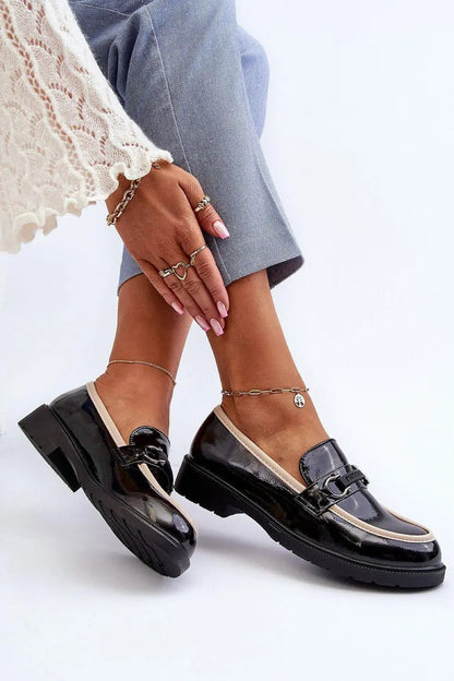 Women's Leather Low Shoes - Classic Round-Toe Flats