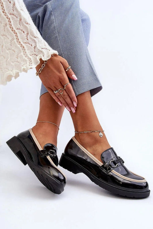 Women's Leather Low Shoes - Classic Round-Toe Flats