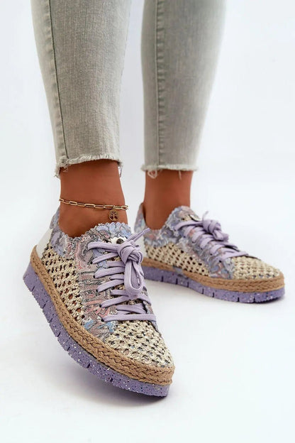 Women's Leather Half-Shoes - Elegant Plaid Detail Flats