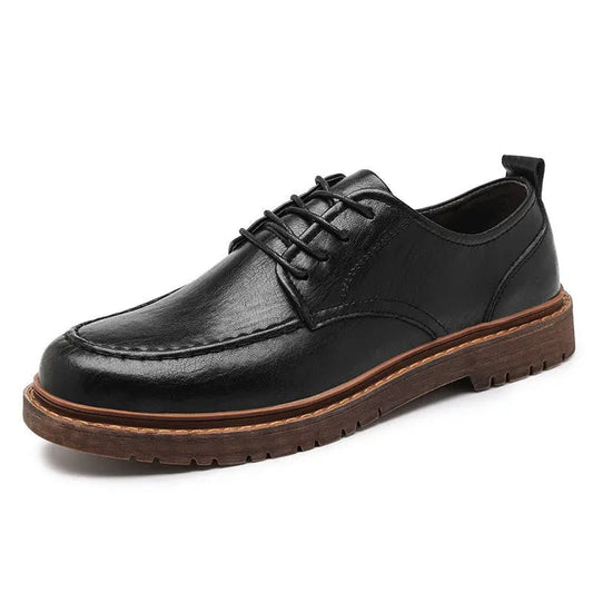 Men's British Leather Casual Shoes - All-Match Low-Top Loafers